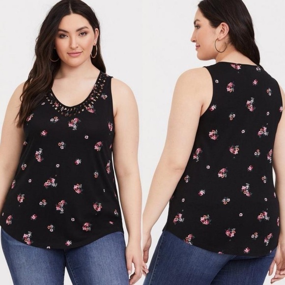 Torrid Heritage Slub V-Neck Macrame Tank Sz 3X - Picture 1 of 11
